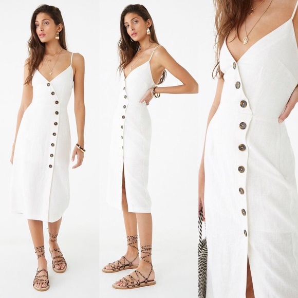 Dresses & Skirts - White Button Down Midi Dress